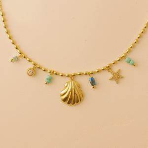 Anti-Tarnish Ocean Charm Gold Necklace