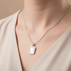 Anti-Tarnish Reversible Rectangle Silver Necklace