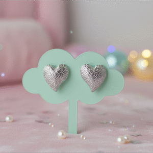 Anti-Tarnish Dotted Hearts Silver Earrings