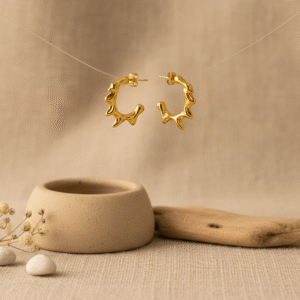 Anti-Tarnish Spiked Gold Huggies