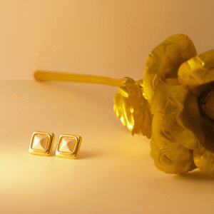 Anti-Tarnish Squared Elegance Gold Earrings