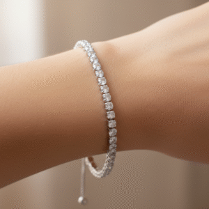 Anti-Tarnish Silver Tennis Slider Bracelet by Hoopsie