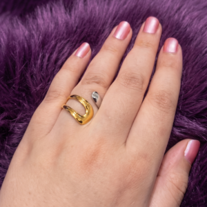 Anti-Tarnish Two-Toned Adjustable Ring | Gold & Silver