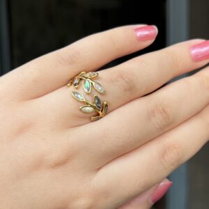 Anti-Tarnish Leafy Adjustable Gold Ring