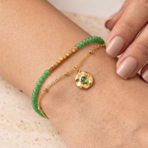 Anti-Tarnish Eden Green Gold Double Chain Bracelet
